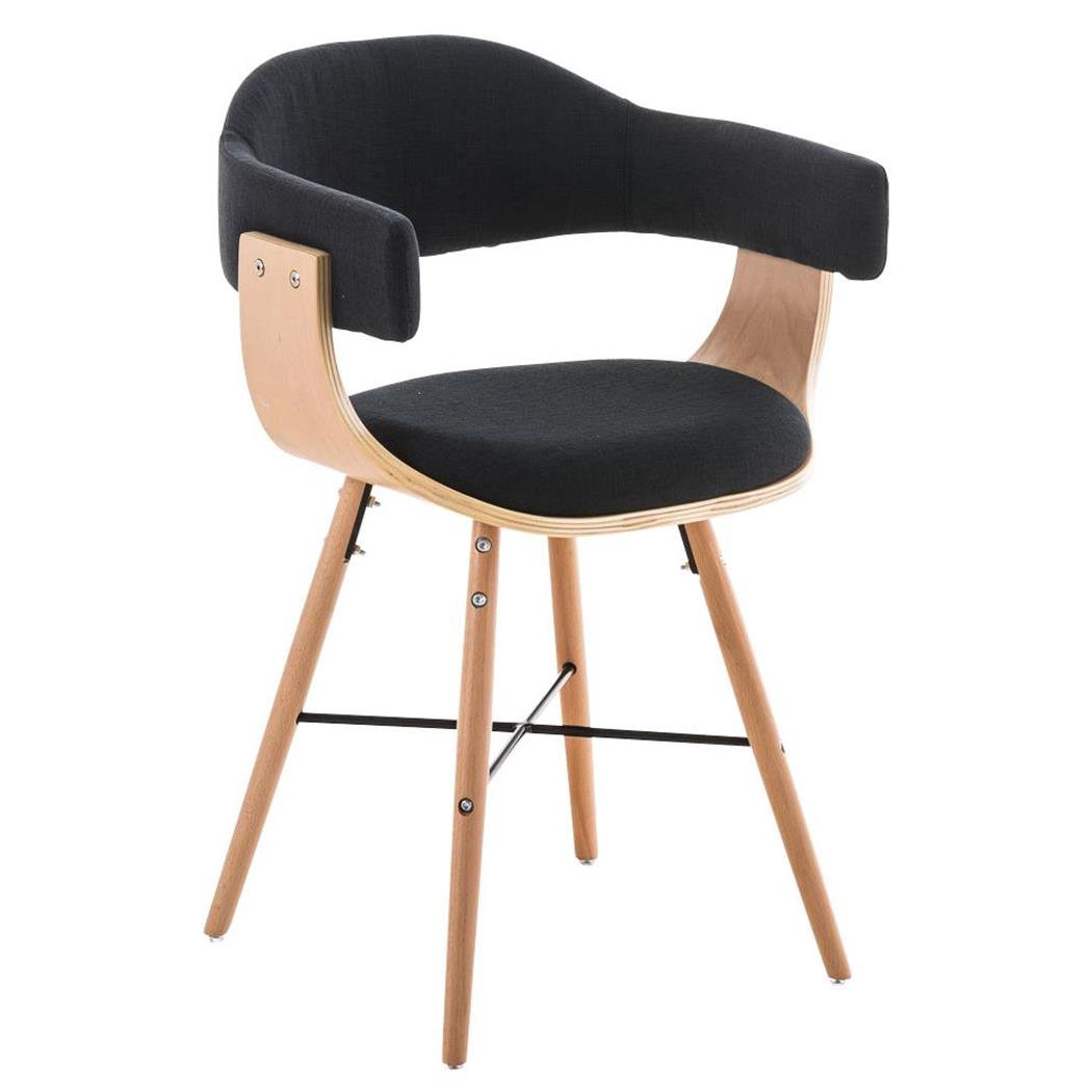 Sedia Attesa BARRY LUX, Confortevole, Legno color Faggio, Tessuto Nero