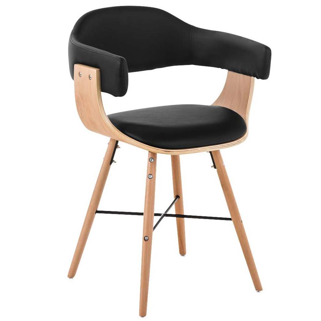 Sedia da Attesa e Ospiti BARRY LUX PELLE gambe chiare, Design originale, in Legno color Faggio e Pelle Nera