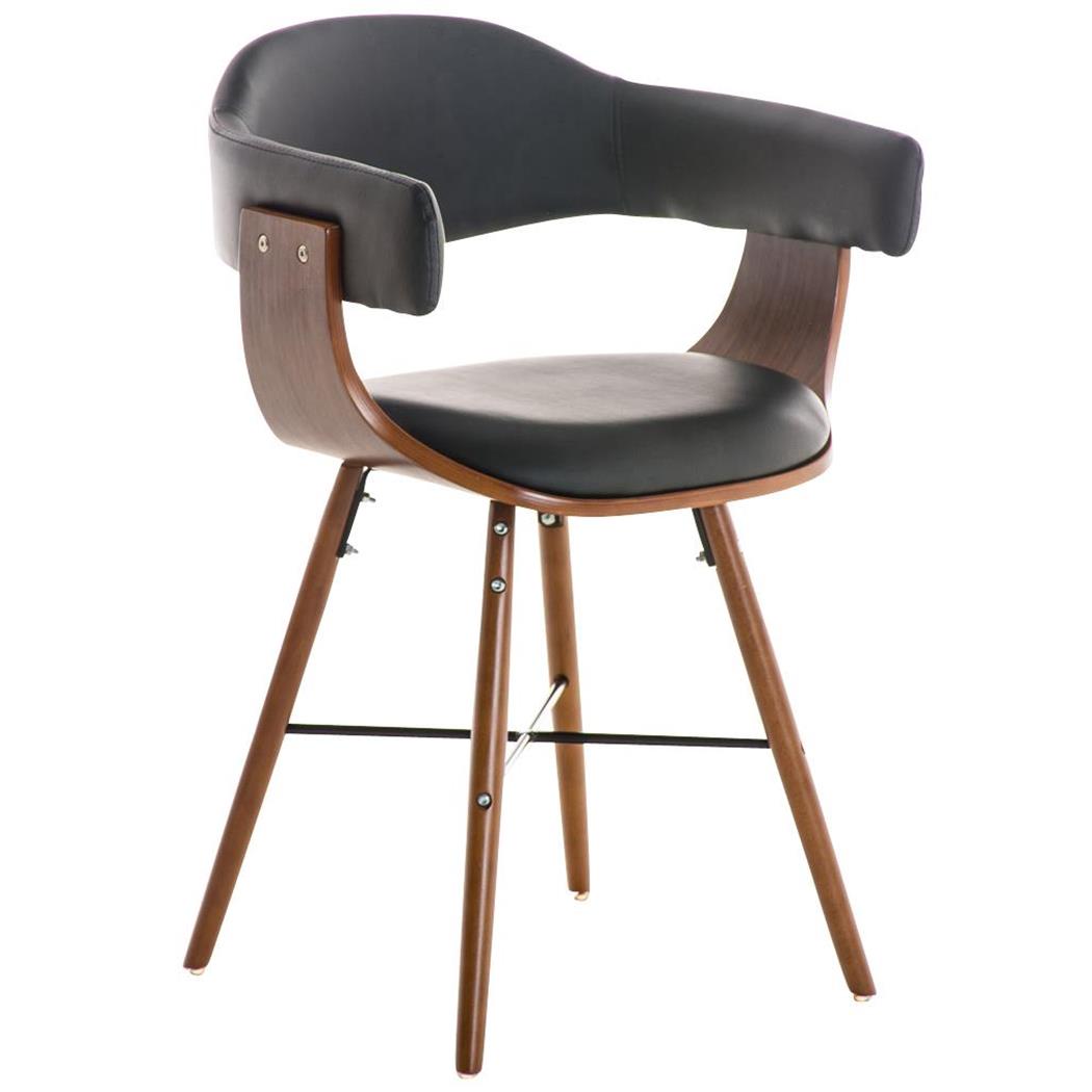 Sedia da Attesa e Ospiti BARRY LUX PELLE gambe scure, Design originale, in Legno color Noce e Pelle Nera