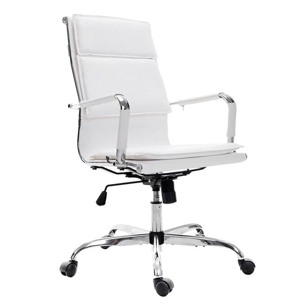 Sedia da ufficio ANATOLIA, Struttura in metallo, Comoda imbottitura, in Pelle colore Bianco