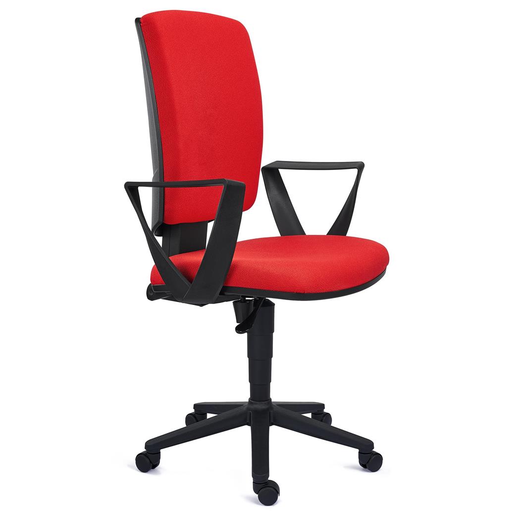 Sedia da Ufficio ATLAS, Schienale Regolabile, Spessa Imbottitura, in Tessuto Rosso