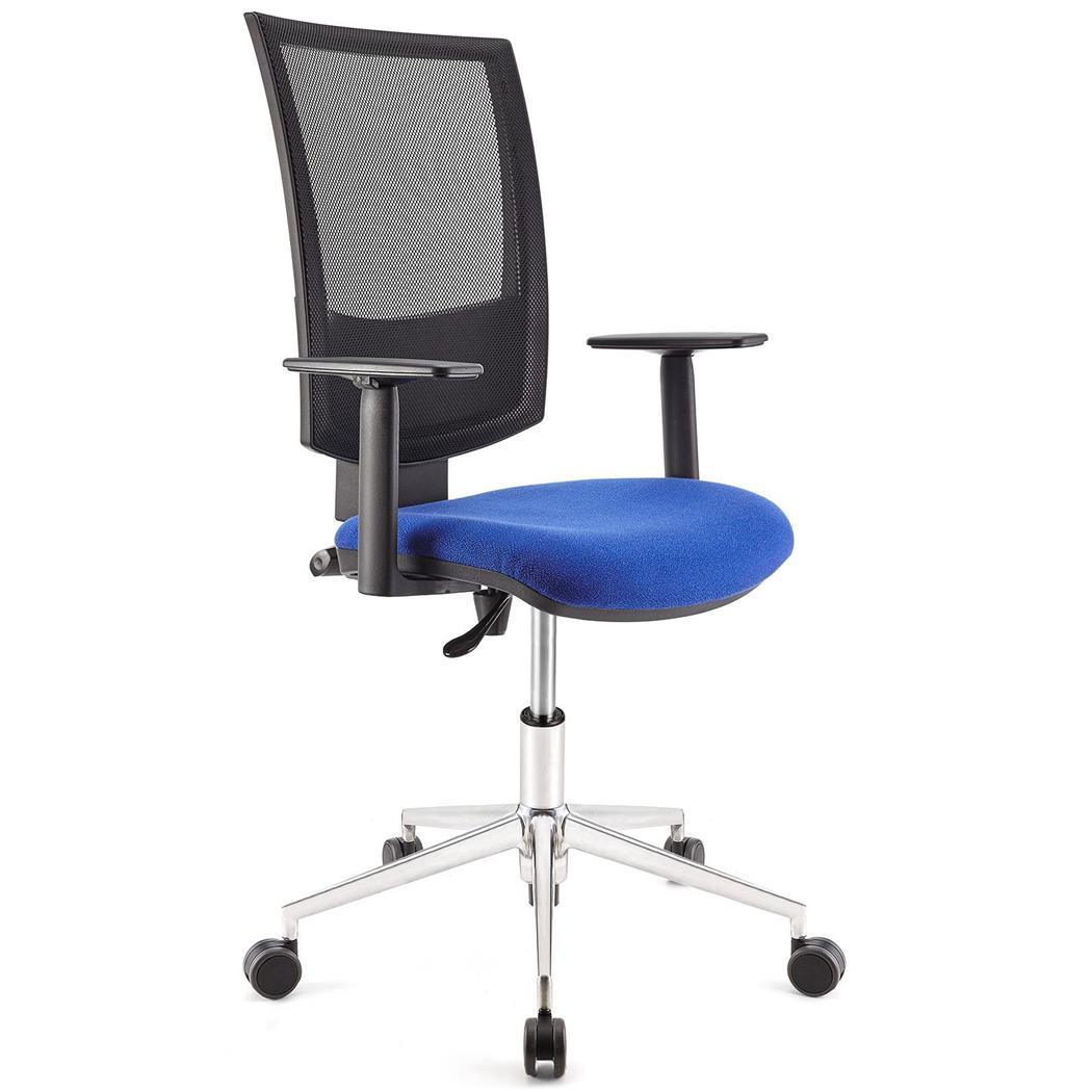 Sedia da Ufficio PANDORA PRO, Regolabile, Base in Metallo, Blu