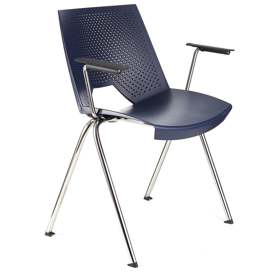 Sedia sala d´Attesa ENZO CON BRACCIOLI, Pratica e Impilabile, Blu