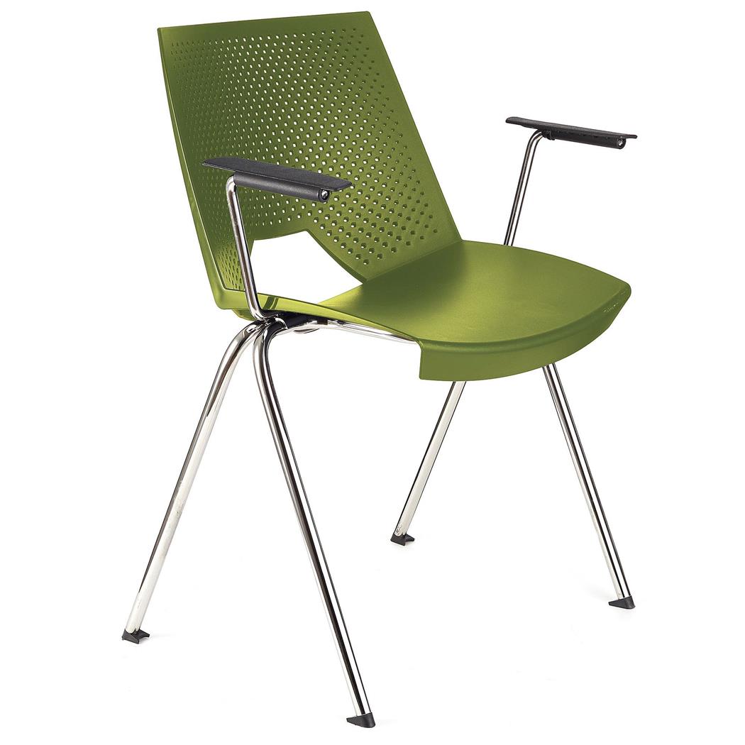 Sedia per sala d'Attesa ENZO CON BRACCIOLI, Comoda e Pratica, Impilabile, Colore Verde