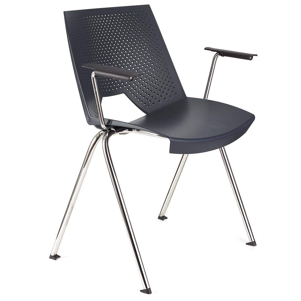 Sedia per sala d'Attesa ENZO CON BRACCIOLI, Comoda e Pratica, Impilabile, Colore Grigio