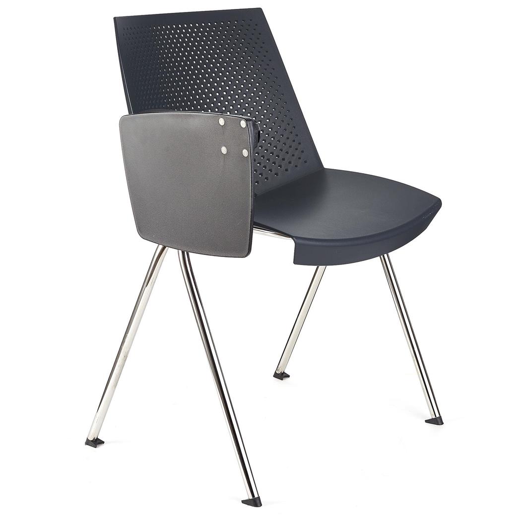 Sedia per sala d'Attesa ENZO CON SCRITTOIO, Comoda e Pratica, Impilabile, Colore Grigio