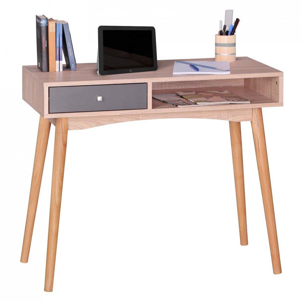 Tavolo per computer MEGAN, Design nordico, Misure cm 90x45x78, in Legno color Rovere