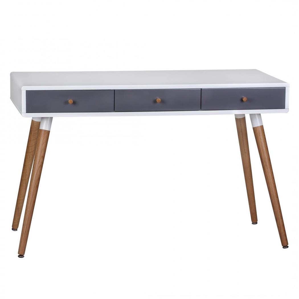 Tavolo per PC modello ROBERT, Design nordico, Misure cm 120x55x75, in Legno colore Bianco/Quercia