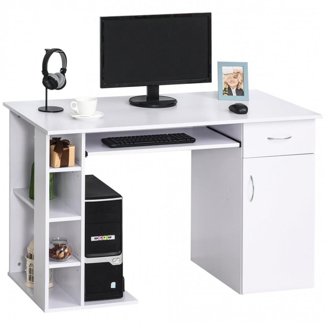 Scrivania per PC GUINEA, Ripiano per tastiera, 120x60x74cm, Bianco