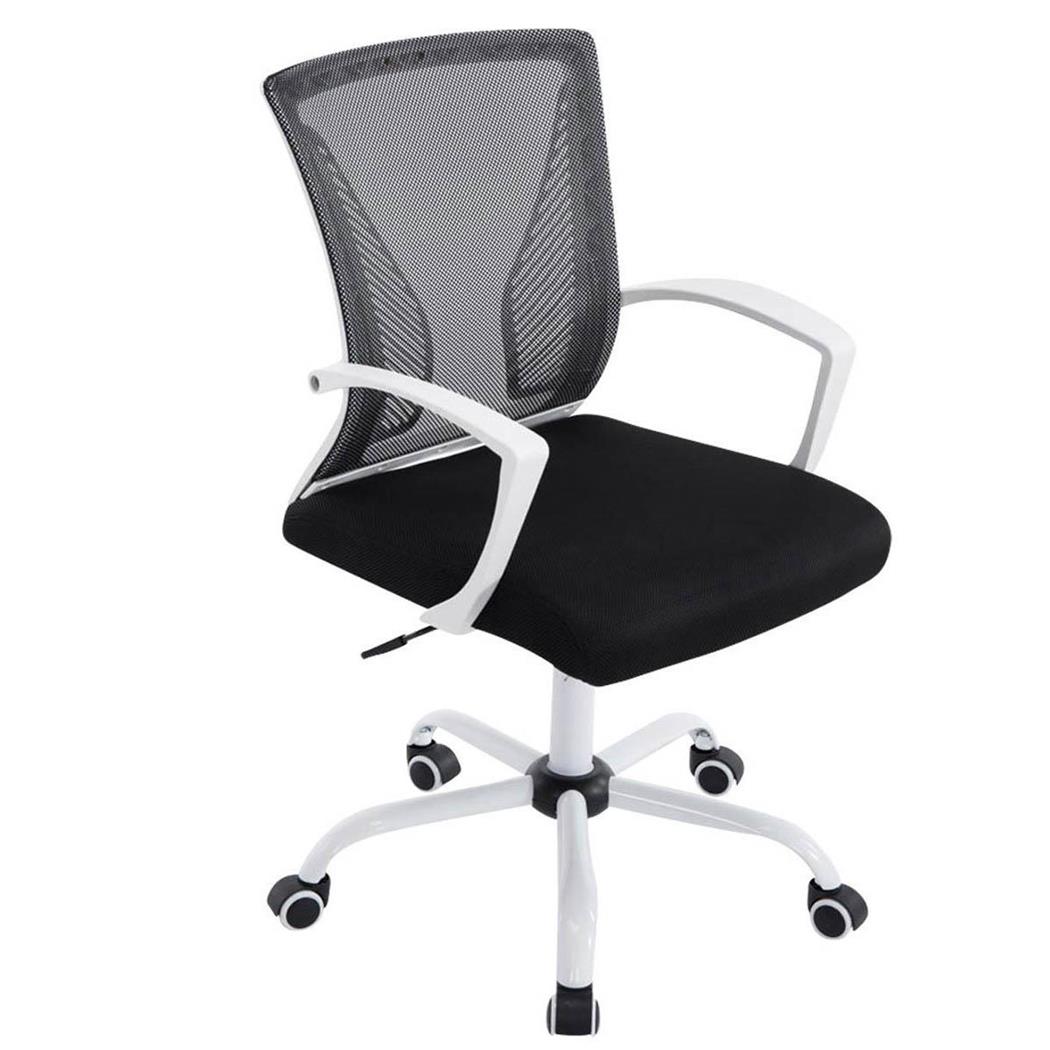 Sedia da ufficio CUBA WHITE, Sedile imbottito, Schienale in rete, Design moderno con Base in metallo, Nero