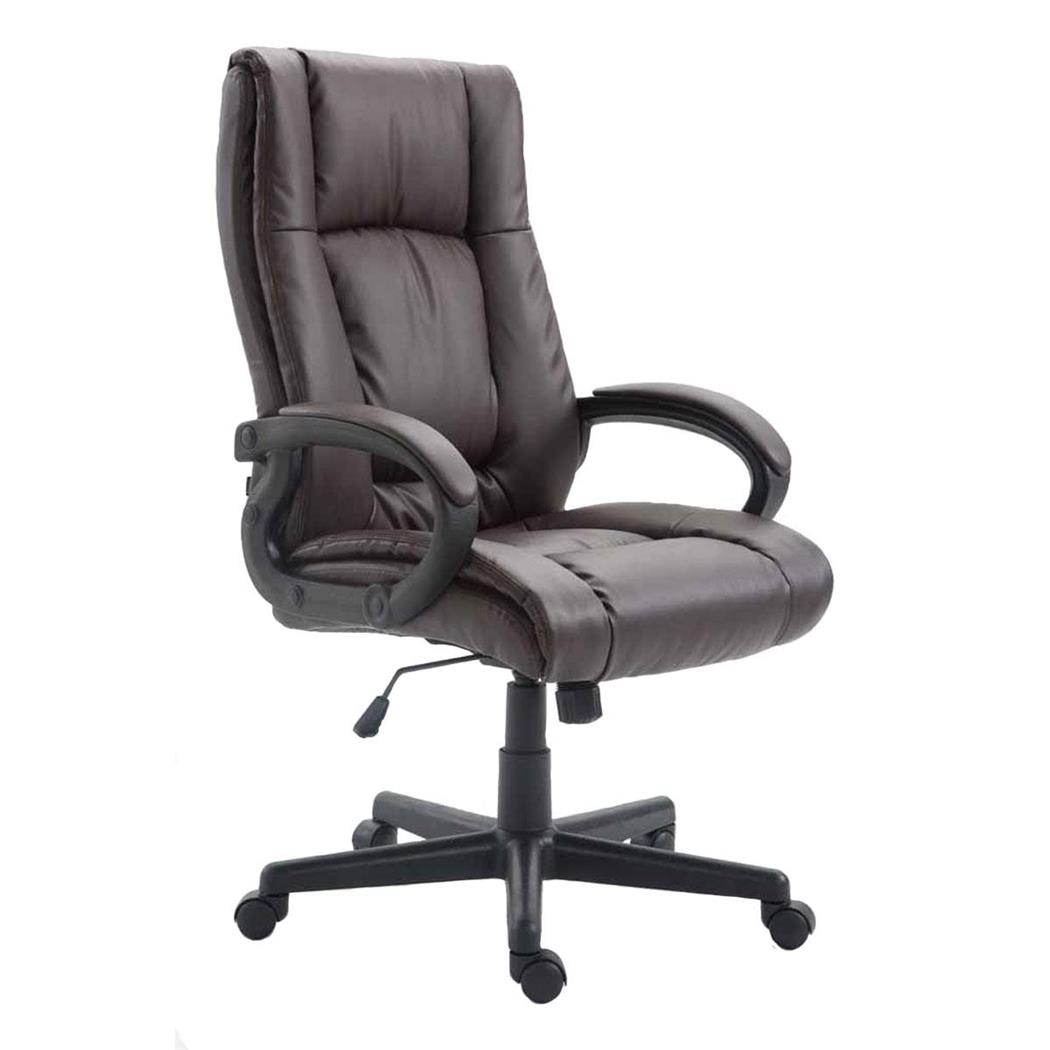 Poltrona da ufficio direzionale NINA, Comoda imbottitura, Schienale ergonomico, in Pelle Marrone