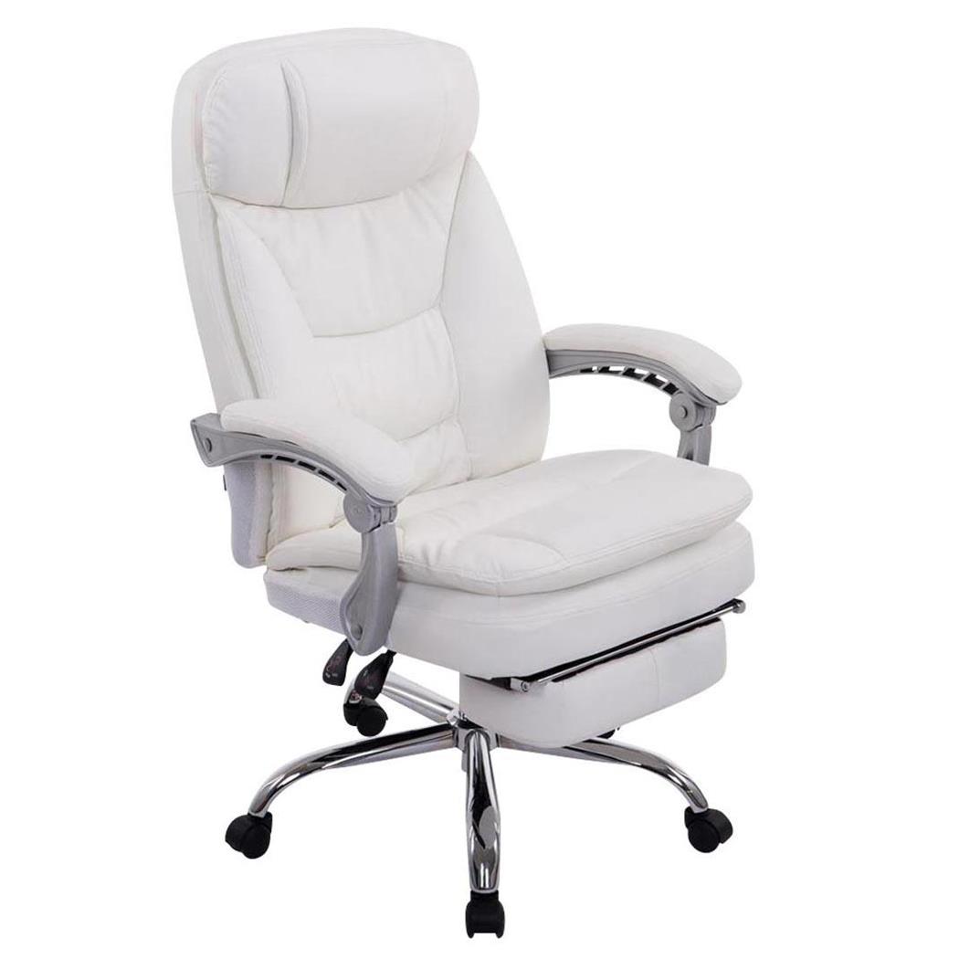 Poltrona ufficio AUSTIN PELLE, Comoda imbottitura, Fino a 160kg, con Poggiapiedi, in Pelle Bianca