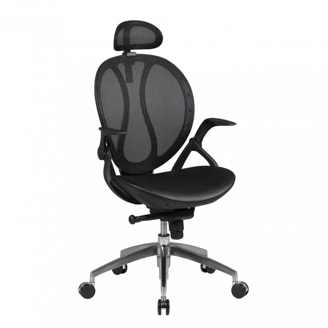 Sedia Ergonomica TELMA PRO, Poggiatesta e Braccioli Abbattibili, in Rete Traspirante, Nero