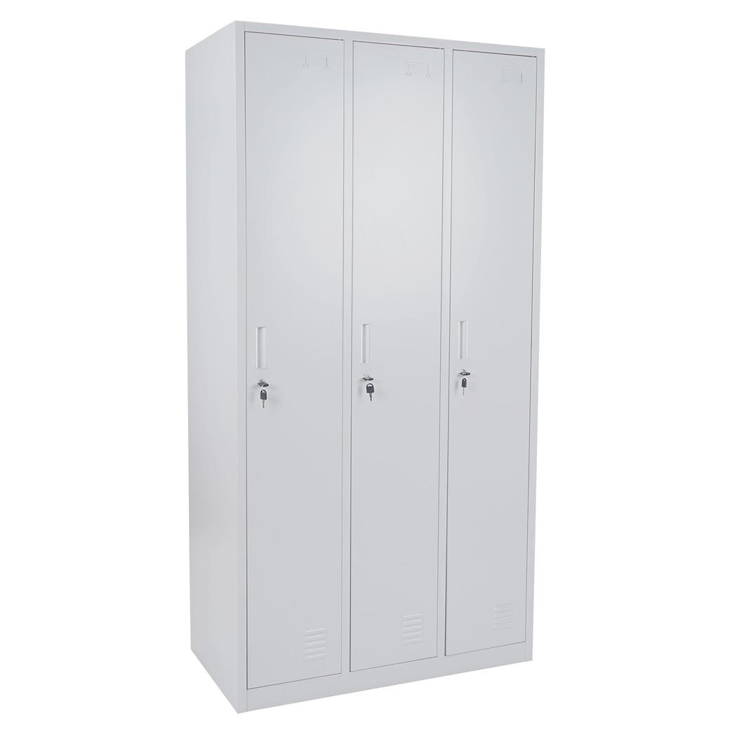 Armadio metallico AGNES 3 ANTE, cm 180x90x50, in Acciaio, colore Grigio