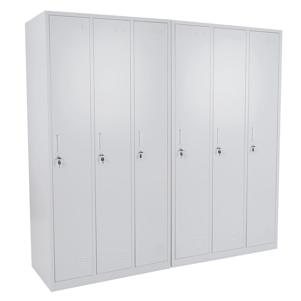Armadio metallico AGNES 6 ANTE, cm 180x180x50, in Acciaio, colore Grigio