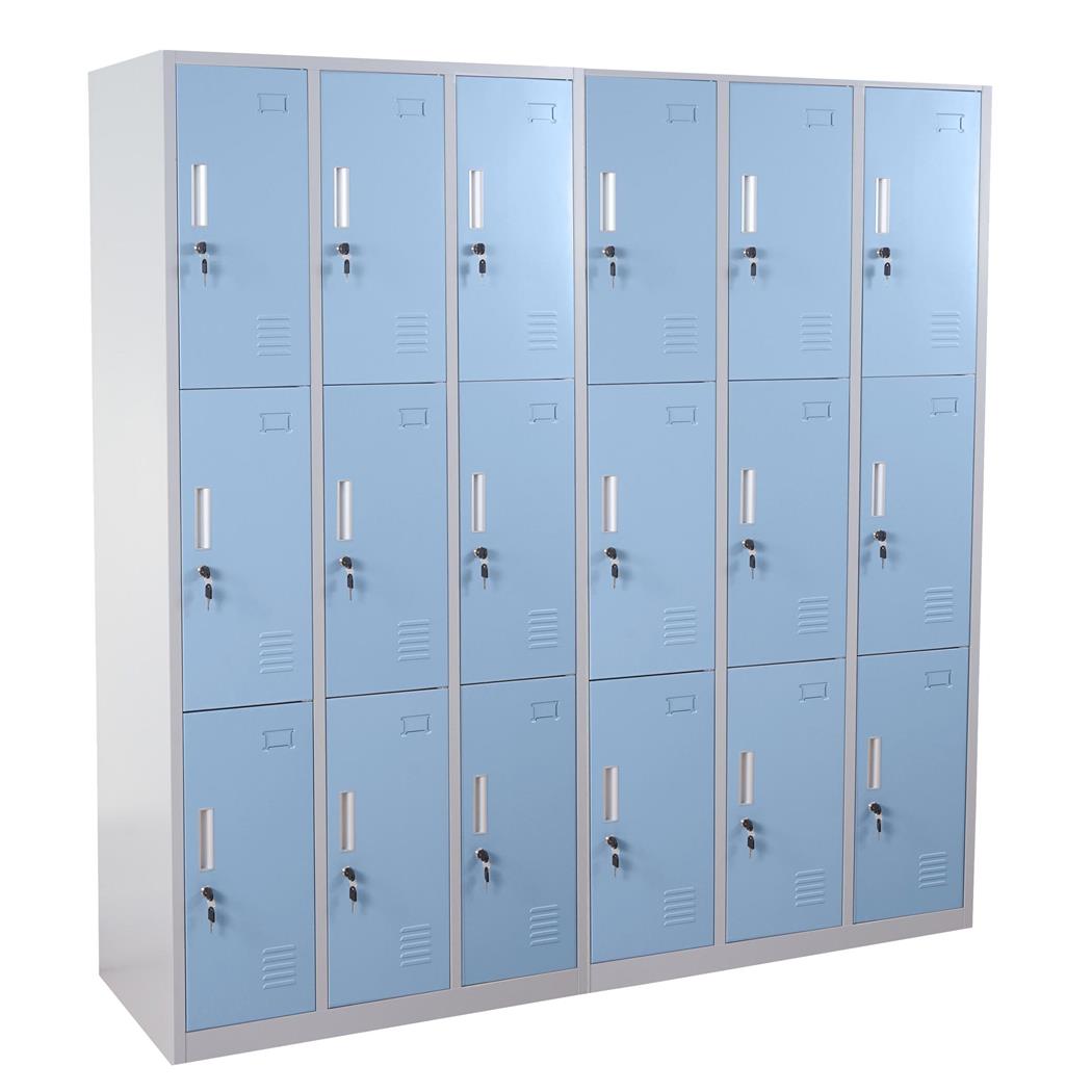 Armadietto casellario EVELIN 18 Scomparti, cm 180x180x50, in Acciaio, colore Azzurro