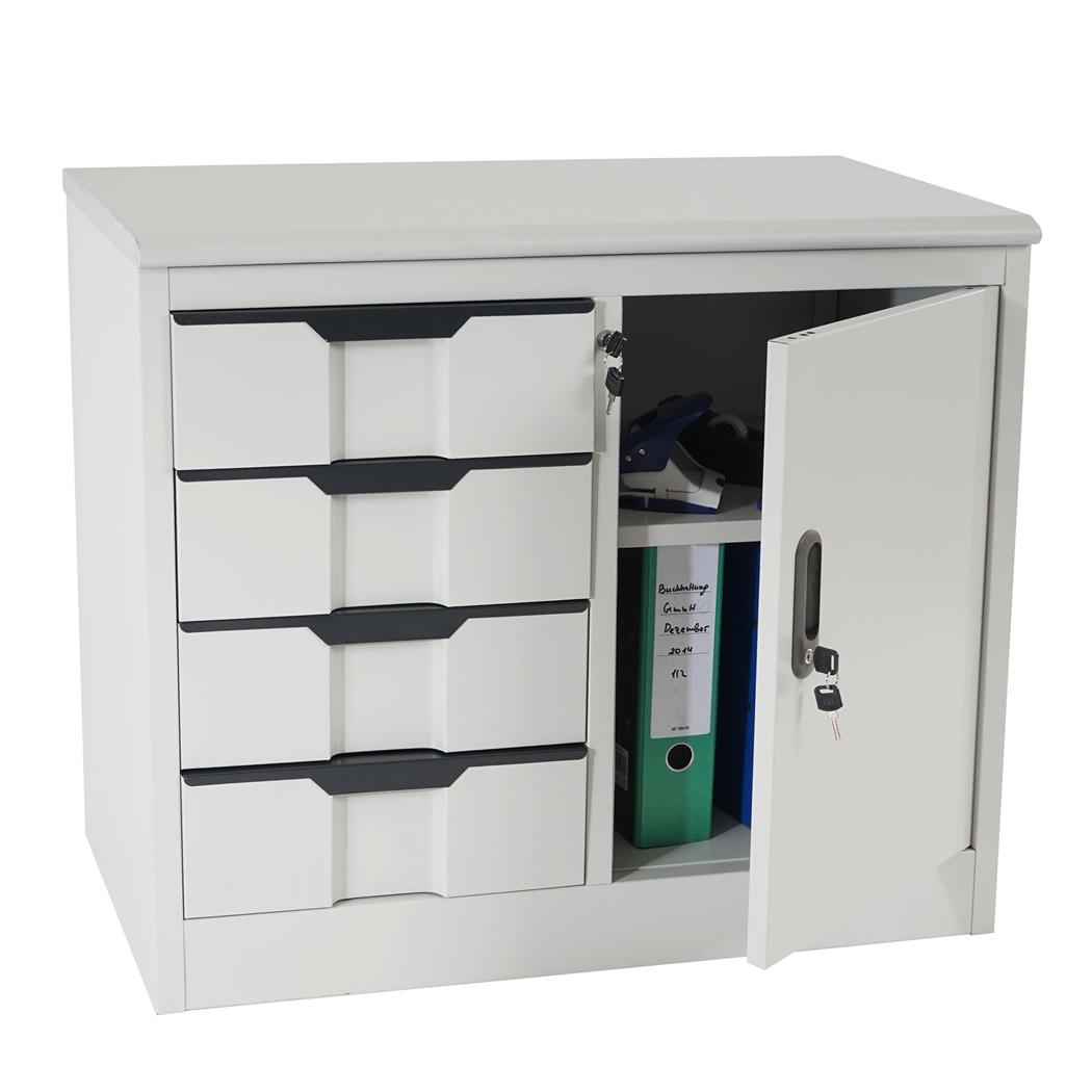 Armadietto con cassetti per ufficio BRITT, cm 70x80x42cm, in Acciaio, colore Grigio