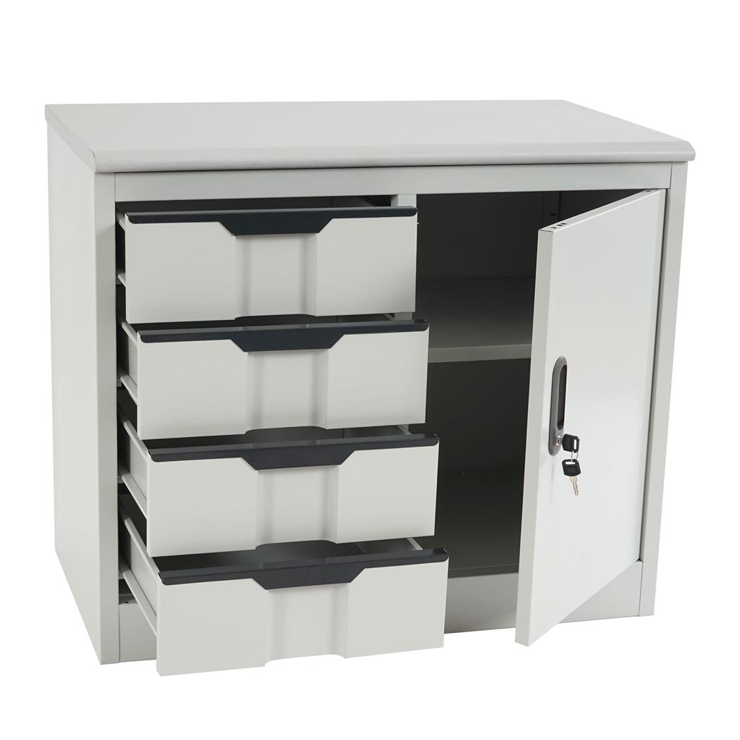 Armadietto per ufficio GRYEN, cm 69x80x42,in Acciaio, colore Grigio