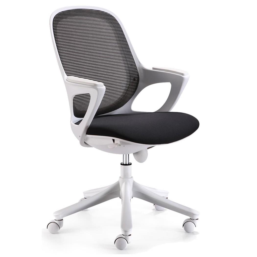 Sedia da ufficio VIRNA, Stile originale, Struttura robusta, Schienale traspirante, Bianco/Nero