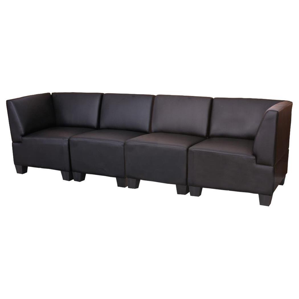 Divano modulare 4 posti LYON, Braccioli alti, Design e Comfort, in Pelle colore Nero