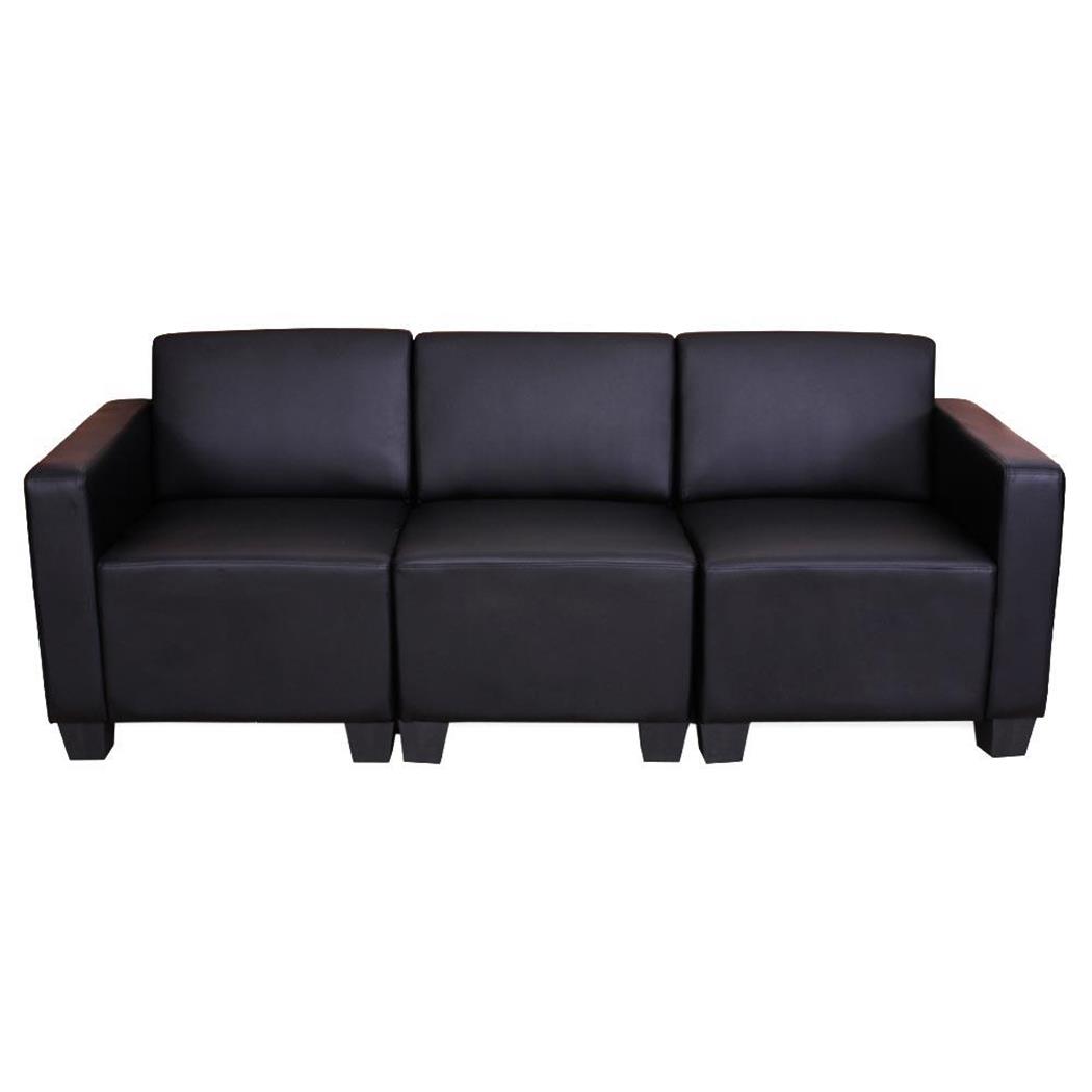 Divano modulare 3 posti LYON, Design e Comfort, in Pelle colore Nero
