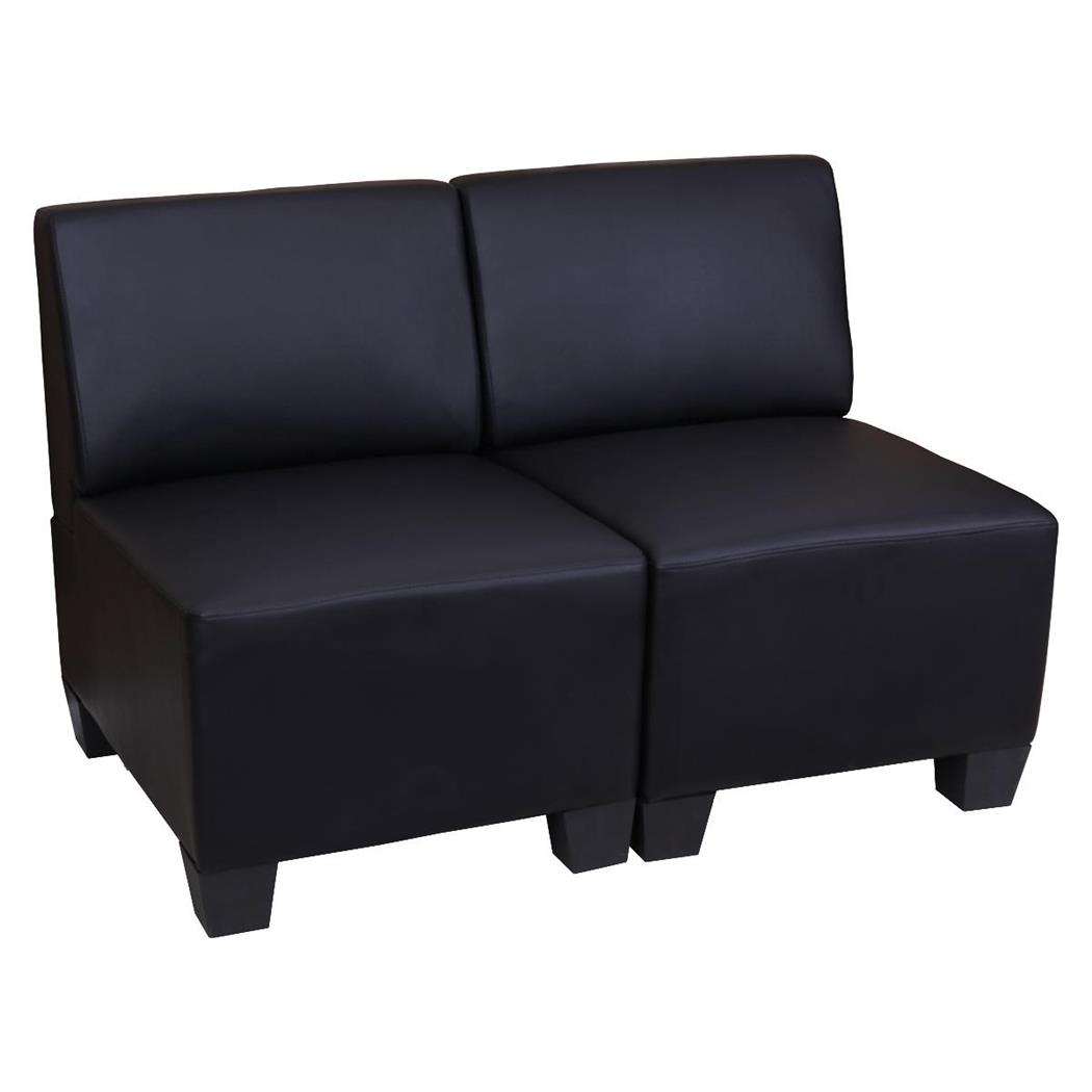 Divano modulare 2 posti LYON, Senza Braccioli, Design e Comfort, in Pelle Nera