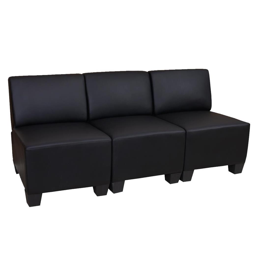 Divano modulare 3 posti LYON, Senza Braccioli, Design e Comfort, in Pelle Nera