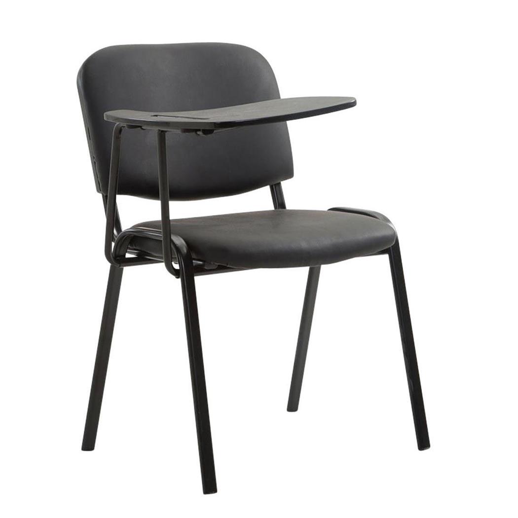 Sedia Conferenze MOBY PELLE con SCRITTOIO ribaltabile, Comoda e Pratica, Nero