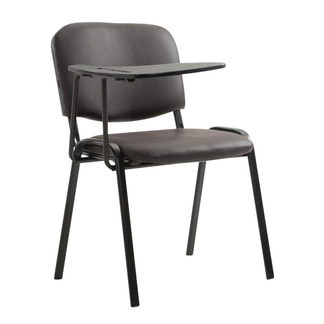 Sedia Conferenze MOBY PELLE con SCRITTOIO ribaltabile, Comoda e Pratica, Marrone