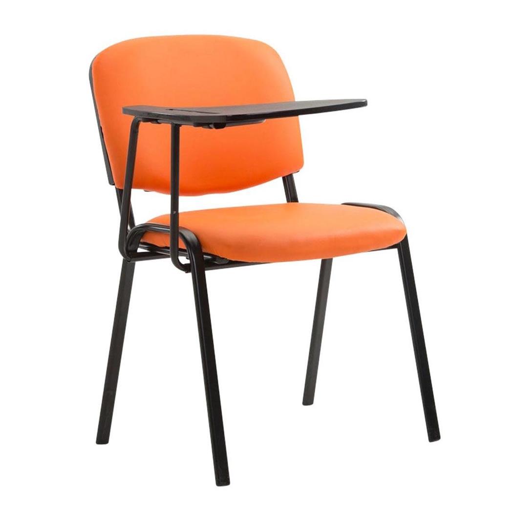 Sedia Conferenze MOBY PELLE con SCRITTOIO ribaltabile, Comoda e Pratica, Arancione