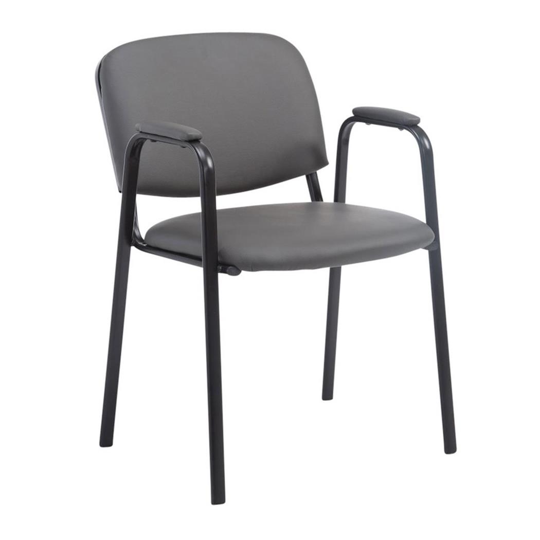 Sedia Conferenze MOBY PELLE con BRACCIOLI, Comoda e Pratica, colore Grigio