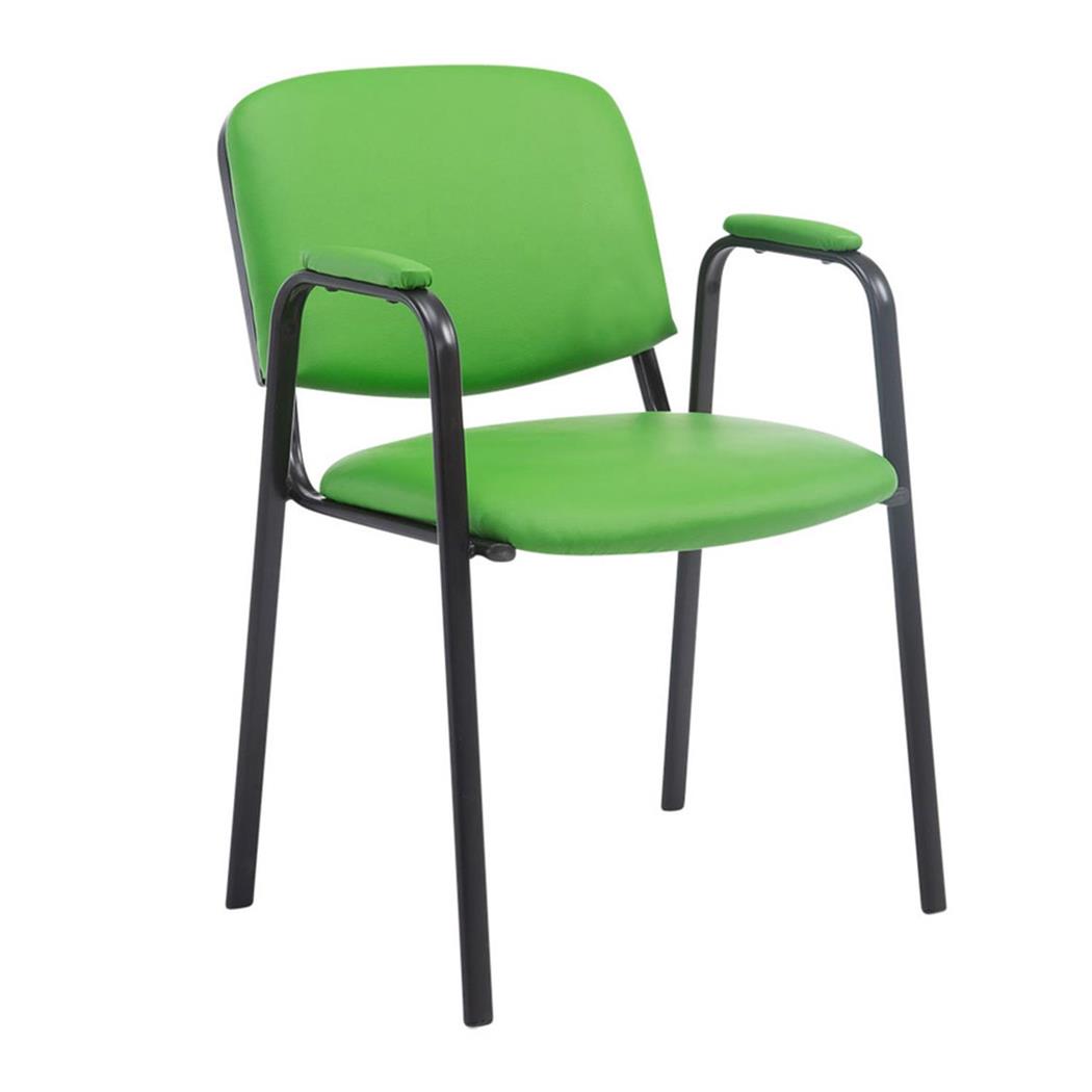 Sedia Conferenze MOBY PELLE con BRACCIOLI, Comoda e Pratica, colore Verde