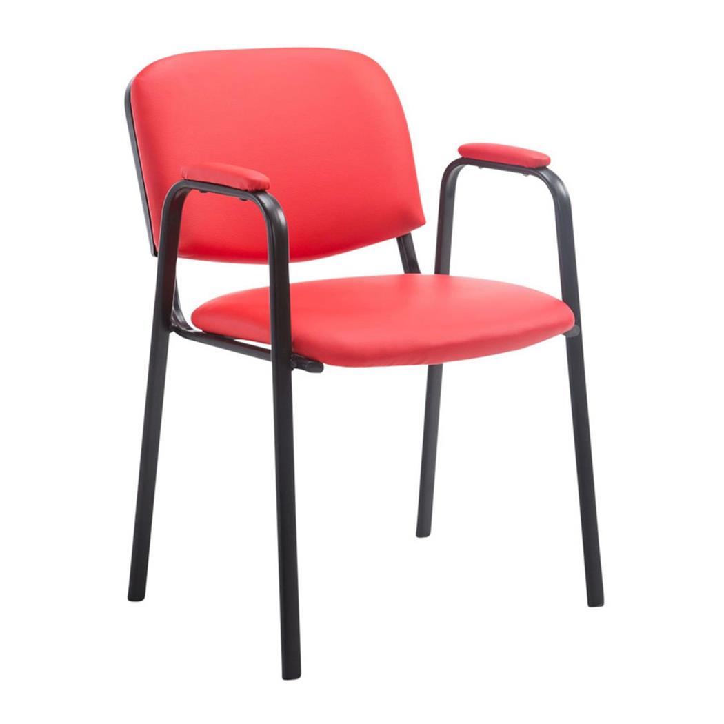 Sedia Conferenze MOBY PELLE con BRACCIOLI, Comoda e Pratica, colore Rosso