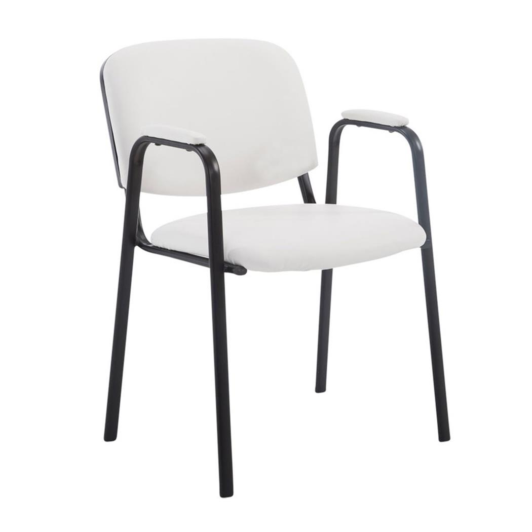 Sedia Conferenze MOBY PELLE con BRACCIOLI, Comoda e Pratica, colore Bianco
