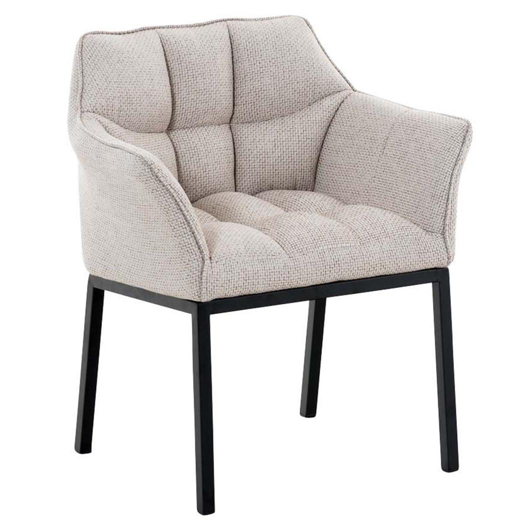  Poltroncina per ospiti OCTAVIO TESSUTO, Imbottita, Gambe Nere, colore Avorio