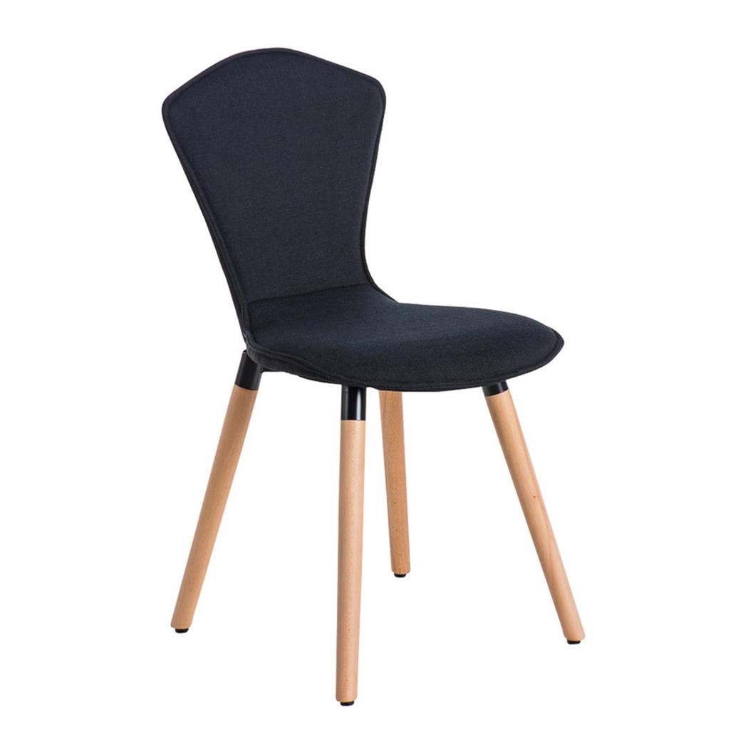Sedia Ospiti / Attesa FELIKA, Gambe in Legno, Seduta Imbottita, Tessuto Nero