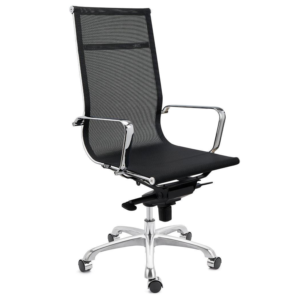 Sedia da Ufficio DOMI, Struttura in Metallo Cromato, Design Elegante, in Rete Nera