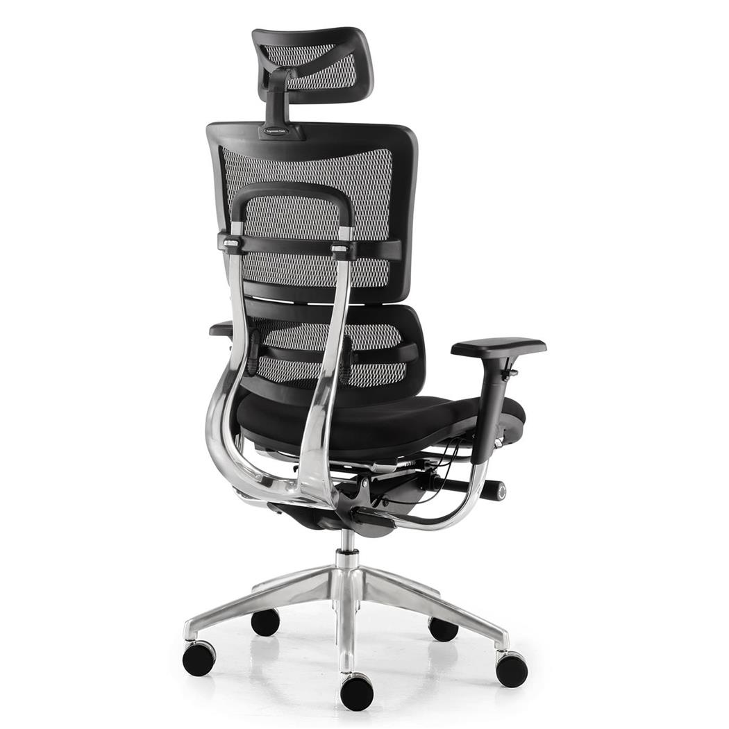 Sedia Ergonomica EVANS, Configurazioni Avanzate, Struttura in Alluminio, Nero