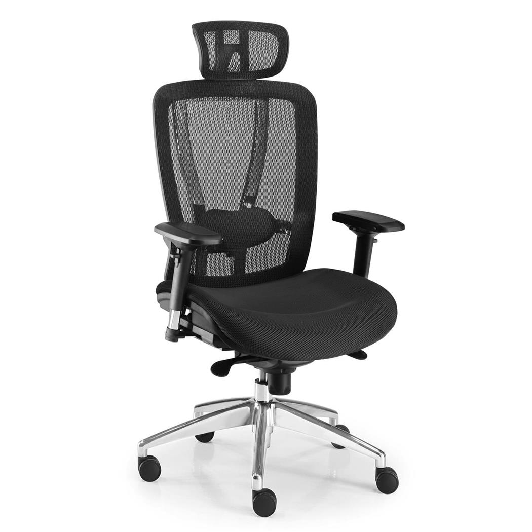 Sedia Ergonomica ENOLA, Struttura in Metallo, Sostegno Lombare Regolabile, in Nero
