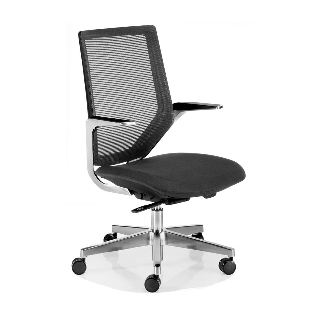 Poltrona Design FLORIAN, Struttura in Alluminio Levigato, colore Nero