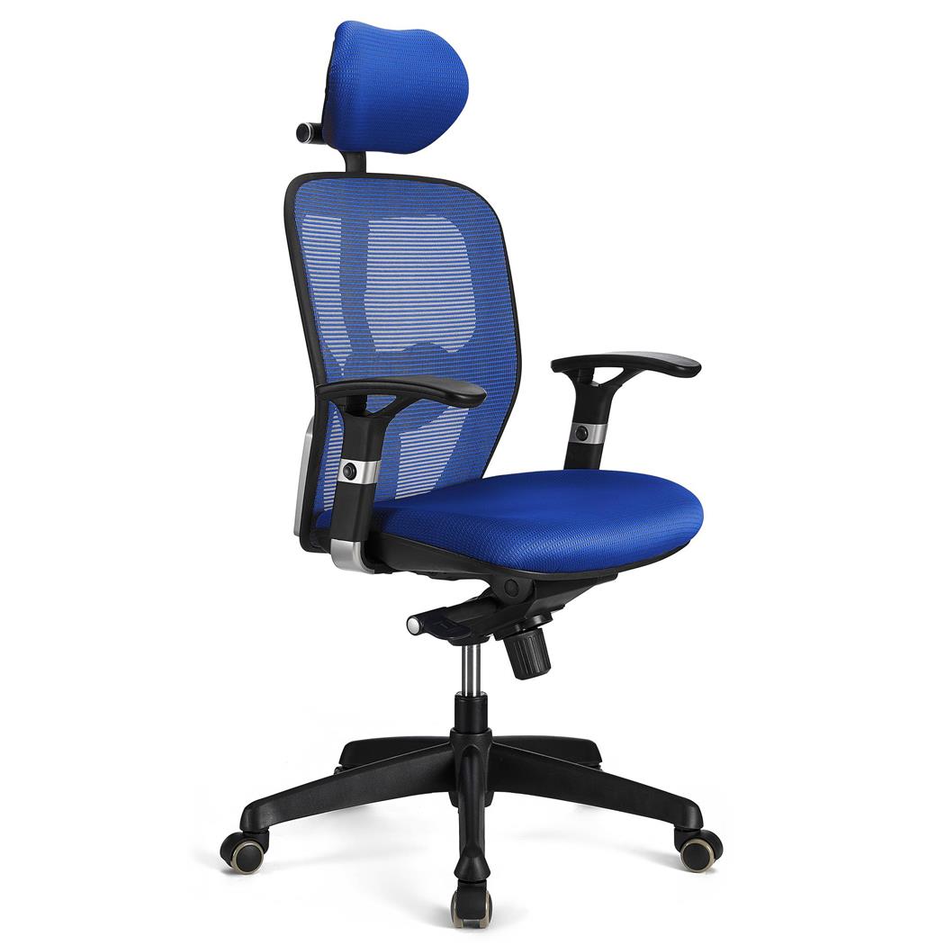 Sedia Ergonomica FELIX PRO, Sostegno Lombare Regolabile, Uso Professionale, in Blu