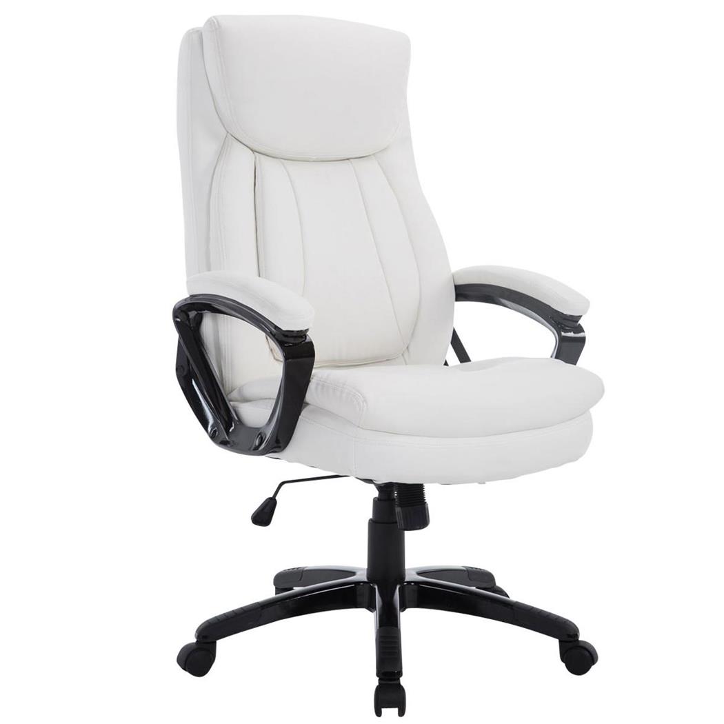 Poltrona ufficio TOMPA, Resistente fino a 150kg, Elegante e Di Qualità, in Pelle color Bianco