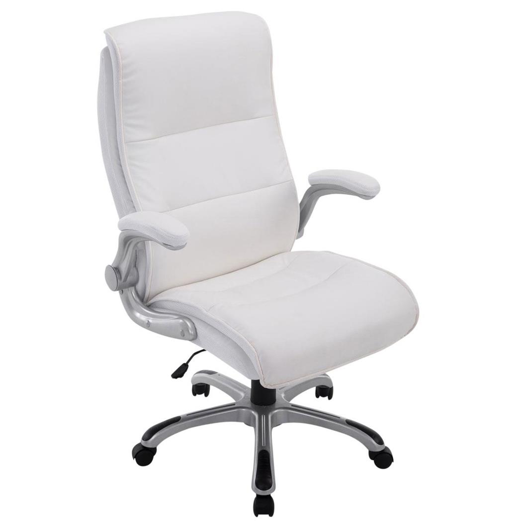 Poltrona ufficio CRISTIANO, Spessa Imbottitura, Meccanismo Basculante, Consigliata 8h Uso, color Bianco