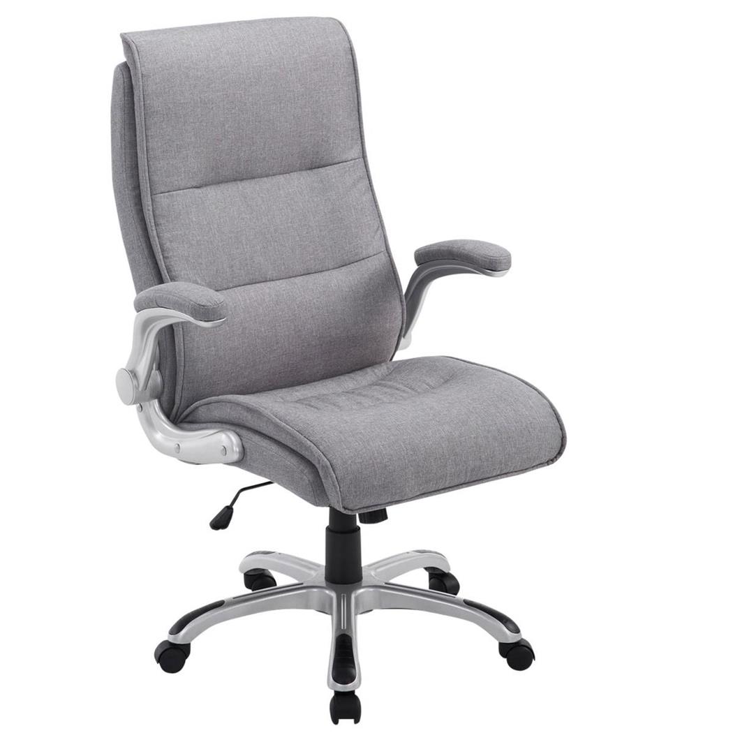 Poltrona ufficio CRISTIANO TESSUTO, Spessa Imbottitura, Meccanismo Basculante, Consigliata 8h Uso, color Grigio Chiaro