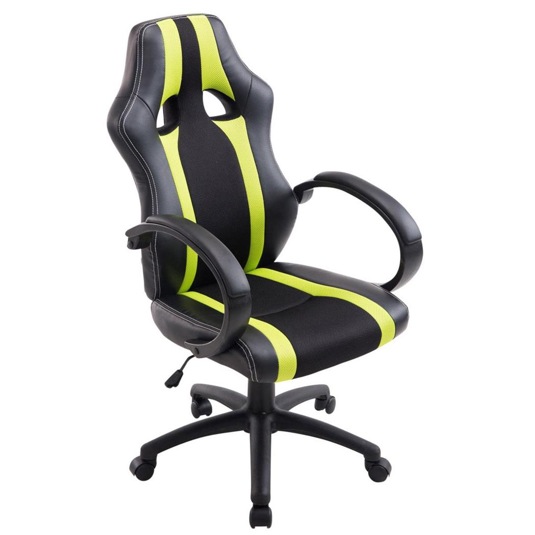 Sedia Gaming per ufficio WIND BASE, con Ampio Schienale, Design esclusivo, in Pelle, colore Nero/Verde