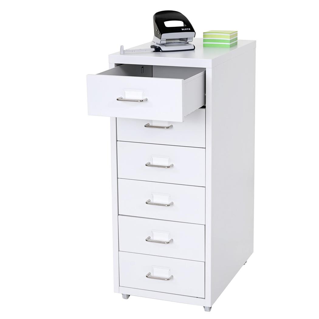 Cassettiera HUT 6 CASSETTI, cm 69x28x44, in Acciaio, color Bianco