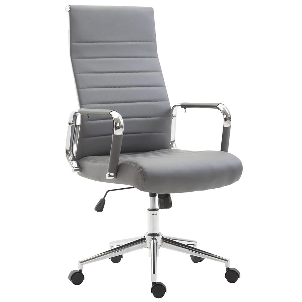 Sedia da Ufficio KOLMU, Design Accattivante, Struttura in Metallo, in Pelle, color Grigio