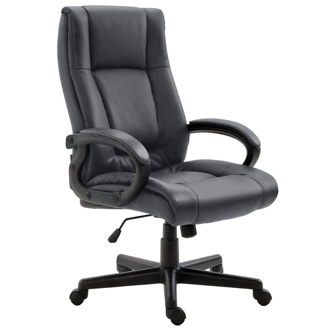 Poltrona da ufficio direzionale NINA, Comoda imbottitura, Schienale ergonomico, in Pelle color Nera