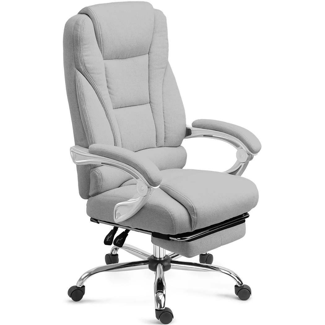 Poltrona da ufficio COMODITY TESSUTO, Spessa imbottitura, Poggiapiedi Estensibile, color Grigio chiaro