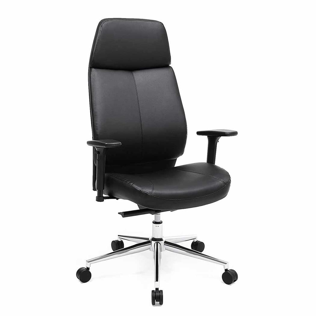 Poltrona da Ufficio PETRA, Design Elegante, Meccanismo Sincronizzato, in Pelle Nera